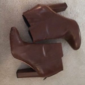 J Crew brown leather healed booties